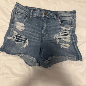 American Eagle Outfitters Blue Distressed Jean Shorts